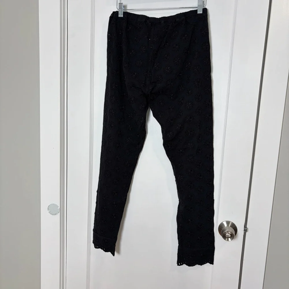 JOHNNY WAS Ayla Black Eyelet Lace Legging Scalloped Hem Pants - Picture 8 of 13